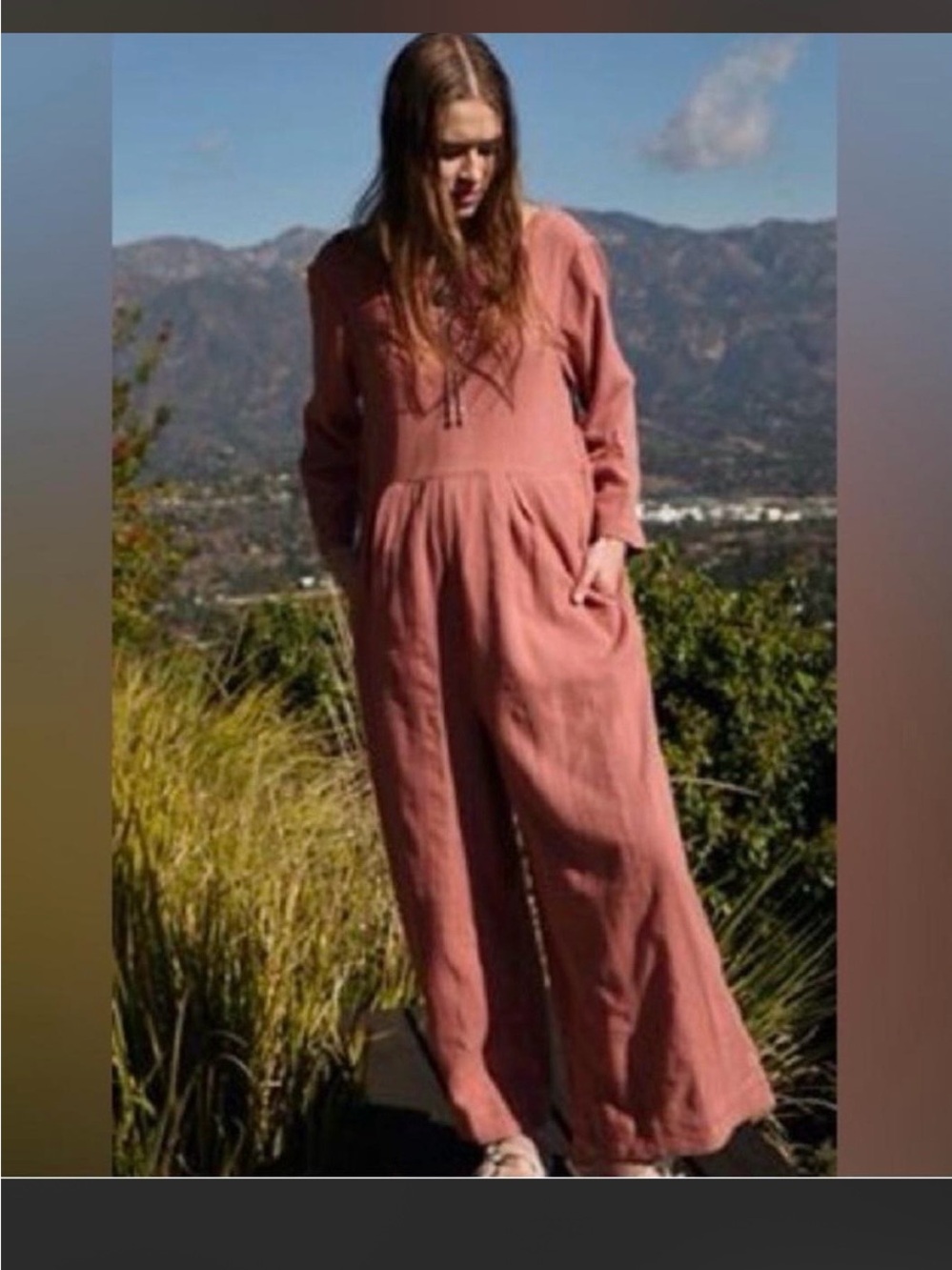 Free People Mauve Long Sleeve Jumpsuit